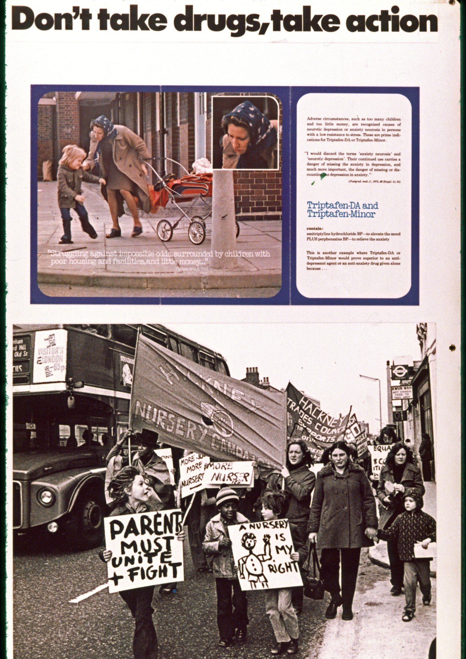 'Don't take drugs, take action', panel from 'Who's Holding the Baby?' ©Hackney Flashers