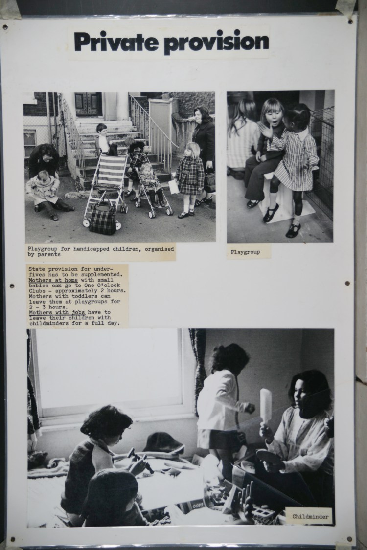 Panel reads "Private provision" and shows images of children being looked after in the homes of parents and childminders.